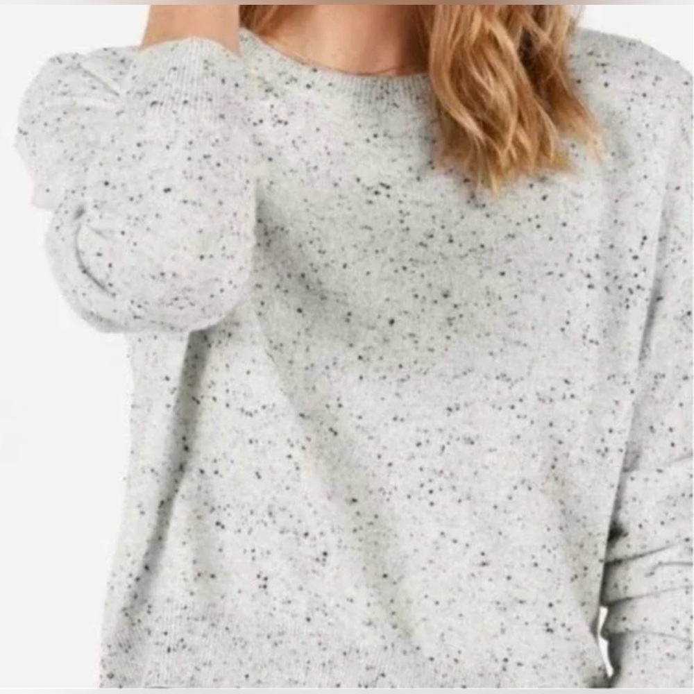 Everlane 100% cashmere speckled gray/oatmeal crewneck sweater top medium